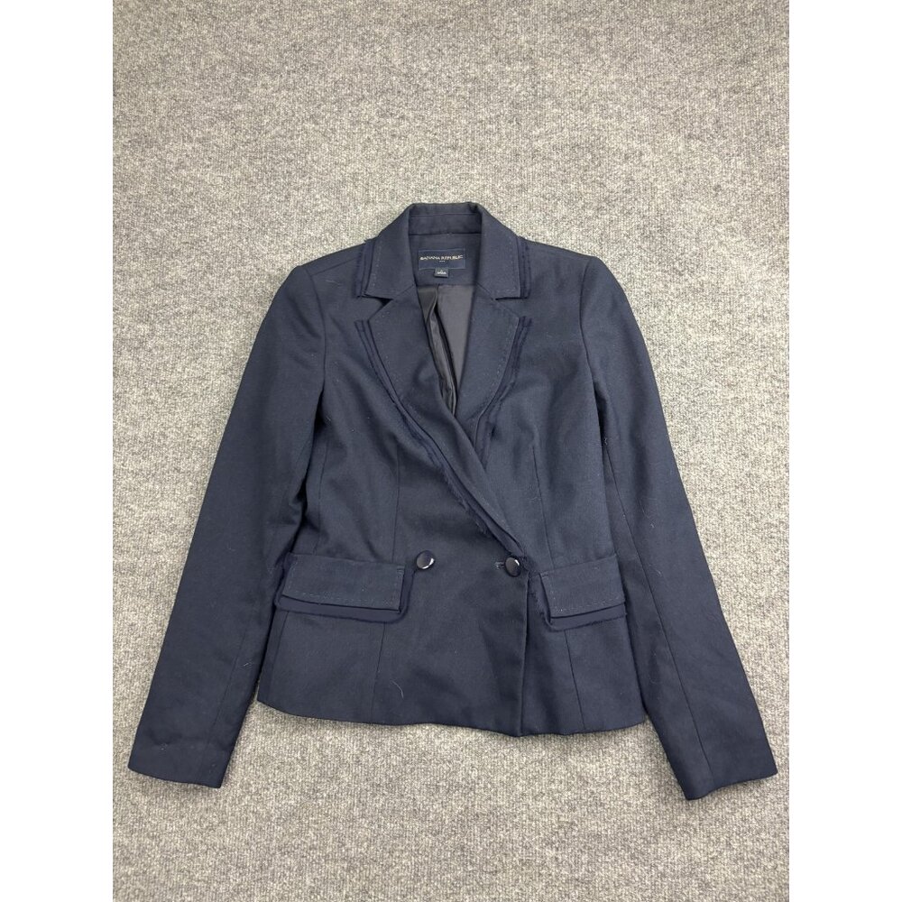Banana Republic Blazer Jacket Womens 0 Navy Two Buttonβ Lined Stretch Workwear